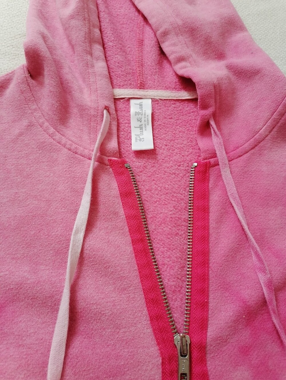Pink Tie-Dye bleached Zip-Up Hoodie tunic - Picture 4 of 11